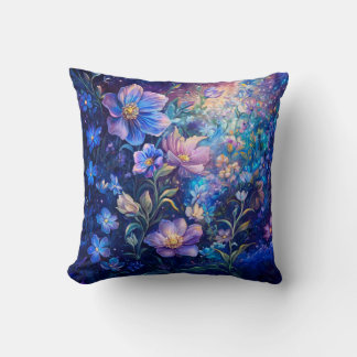 Blaue Nacht Blumen Wurfkissen Kissen