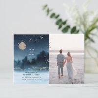 Blaue Nacht Landschaft Zwei Fotos Save the Date