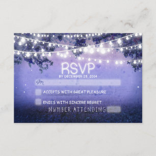 Blaue Nacht & Laternen rustikale Hochzeit RSVP