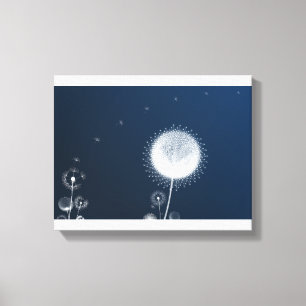 Blaue Nacht-Löwenzahn-Leinwand-Wandkunst - Sternen Leinwanddruck