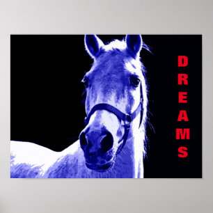 Blaue Nacht Reiten Traumstrecke Motivierend Kunstw Poster