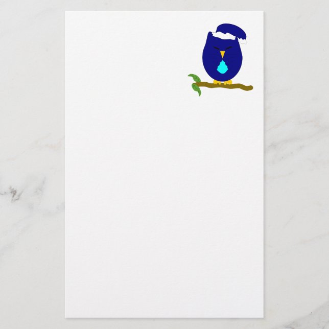 Blaue Nachteulen-Design Briefpapier (Vorderseite)