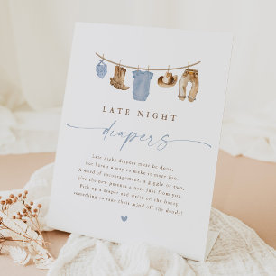 Blaue nächtliche Windeln Baby Shower Aktivität Sockelschild