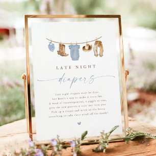 Blaue nächtliche Windeln Baby Shower Aktivitätssch Poster