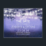 Blaue Nachtlichter - Romantik Save the Date Ankündigungspostkarte<br><div class="desc">Rustikale Save the Date Postkarten mit blauer Vintager Nachtlandschaft und Gartenleuchten. Um die Farbe oder den Stil des Schriftartes zu ändern,  drücken Sie bitte den Knopf anpassen.</div>
