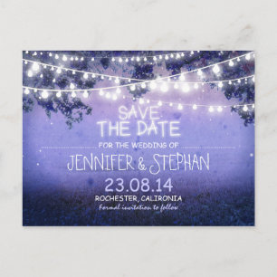 Blaue Nachtlichter - Romantik Save the Date Ankündigungspostkarte
