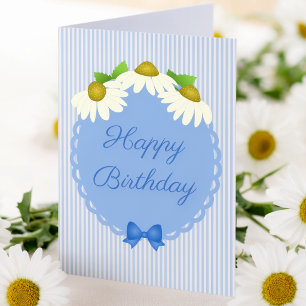Blaue Nadelstreifen mit Kegelblume Geburtstag Karte