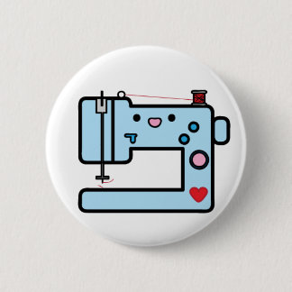 blaue Nähmaschine Button