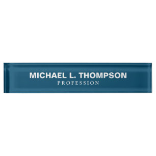 Blaue Namensschilder mit Name und Beruf Namensplakette