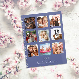 Blaue Namensskripte für das Foto der Familie 2023 Planer