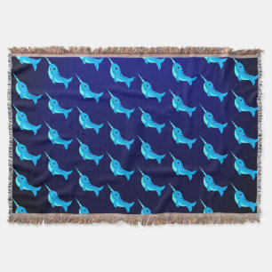 Blaue Narwalmuster auf Navy Blue Cartoon Decke