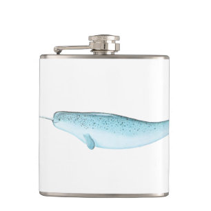 Blaue Narwhal Illustration Flachmann