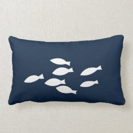 Blaue Nautic Throw Kissen Weißer Fisch