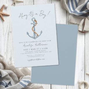 Blaue nautische Babyparty Einladung