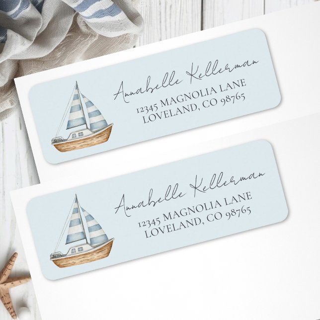 Blaue nautische Rücksendeadresse (Blue Nautical Return Address Label)
