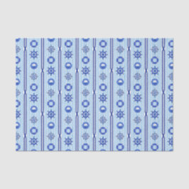Blaue nautische Streifen mit maritimen Motiven Seidenpapier