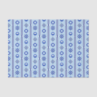 Blaue nautische Streifen mit maritimen Motiven Seidenpapier