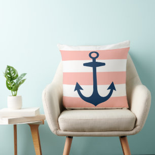 Blaue Navy Anchor mit blauen Streifen Kissen