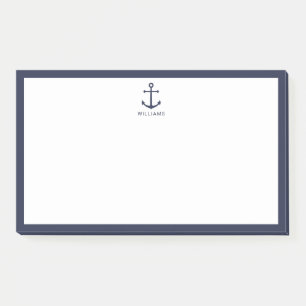 Blaue Navy-Anker mit Individuelle Name Post-it Klebezettel