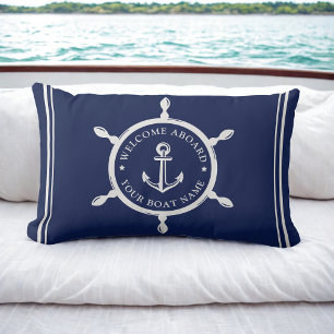 Blaue Navy-Begrüßung an Bord eines benutzerdefinie Lendenkissen