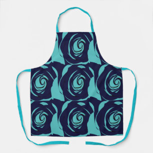 Blaue Navy Blaue Rose Blumen Blumenmuster Schürze