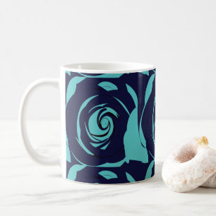 Blaue Navy Blaue Rosenblume Kaffeetasse
