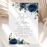 Blaue Navy Blumen, Grüne, Boho, Sweet 16 Einladung<br><div class="desc">Mit dieser charmanten Geburtstagseinladung laden Sie Freunde und Familie in Stil und Set ein. Das Design ist mit marineblau-blauen Blume und Grünpflanzen auf weißem Hintergrund gestaltet.</div>