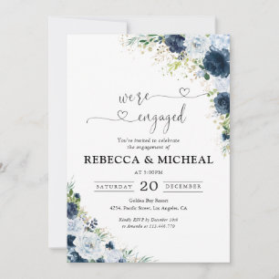Blaue Navy-Blumen-Hochzeitseinladung Einladung