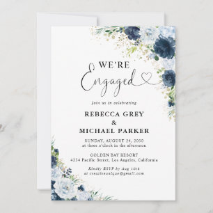 Blaue Navy-Blumen-Hochzeitseinladung Einladung