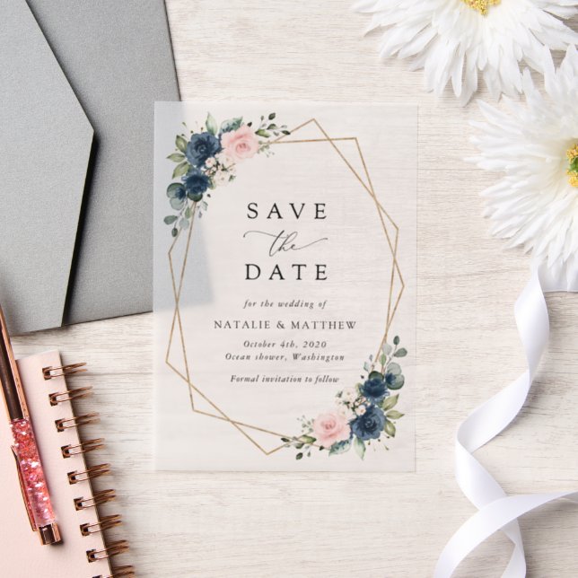 Blaue Navy Blumen, rosa Blume, Blumenzehen (Hochzeit)