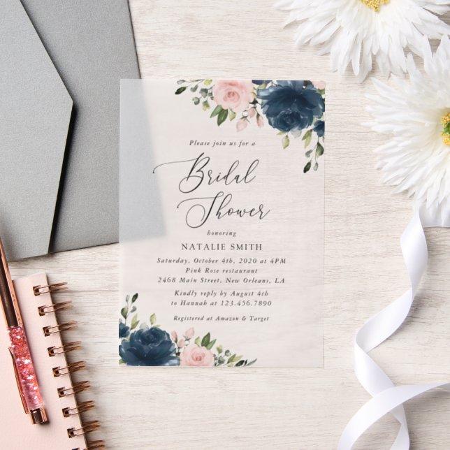 Blaue Navy Blumen, rosa Blume, Brautparty (Hochzeit)