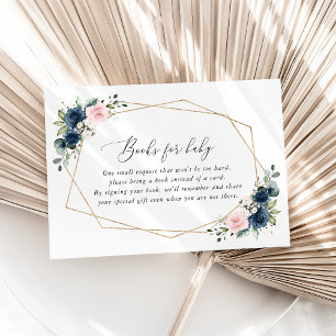 Blaue Navy-Blumen, rosa Blume, Bücher für Baby Begleitkarte