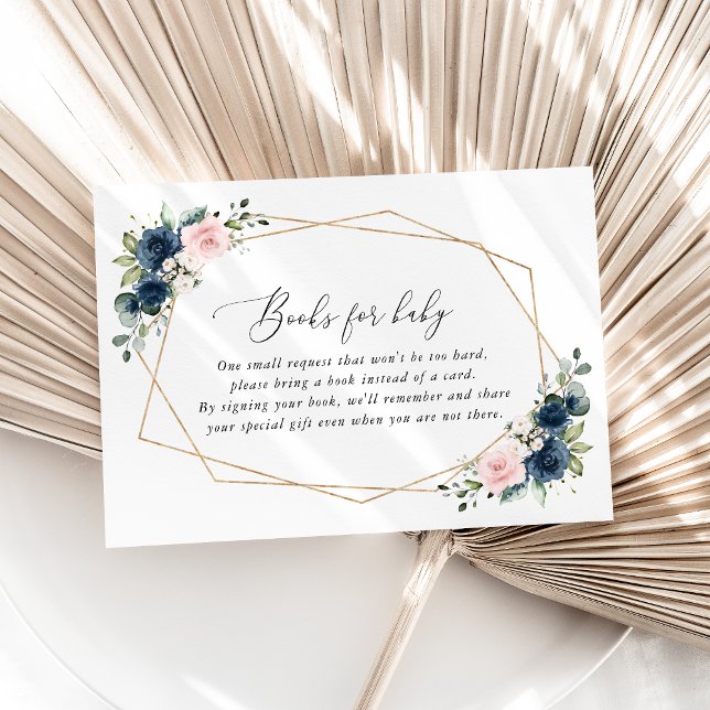 Blaue Navy-Blumen, rosa Blume, Bücher für Baby Begleitkarte (Von Creator hochgeladen)