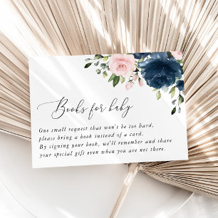 Blaue Navy-Blumen, rosa Blume, Bücher für Baby Begleitkarte