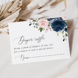 Blaue Navy-Blumen, rosa Blume, Windeln Begleitkarte