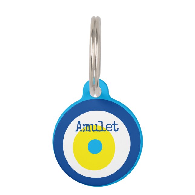 Blaue Navy Evil Eye Bead Amulett Haustiermarke (Vorderseite)
