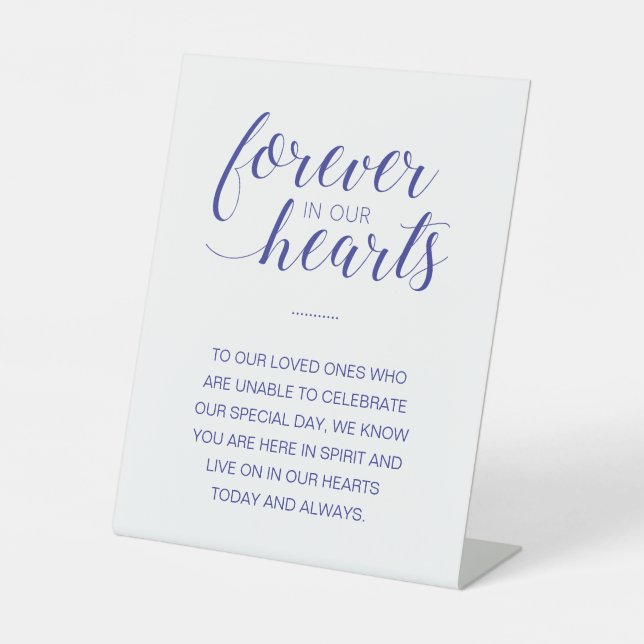 Blaue Navy für immer bei einer Hochzeit im Herzen Sockelschild (Vorderseite)