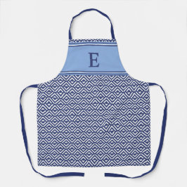 Blaue Navy-Geometric Chevron-Monogramm Schürze
