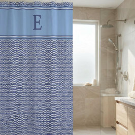 Blaue Navy-Geometrie-Chevron-Monogramm Duschvorhang