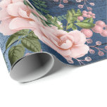 Blaue Navy Pink Roses Woodland Rustikale Blumengrü Geschenkpapier<br><div class="desc">Delikate Blumendekoration für viele Anlässe wie Hochzeit,  Geburtstagsparty,  Brautparty,  Treffen mit Freunden FlorenzK Design</div>