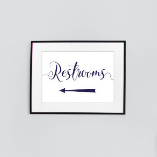 Blaue Navy-Restrooms signieren Links Pfeilrichtung Poster