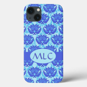 Blaue Navy Türkisch Moderne Damask Monogram Custom Case-Mate iPhone Hülle