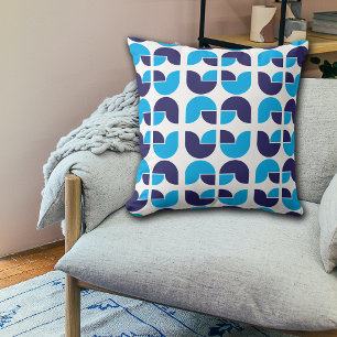 Blaue Navy Weiße Geometrische Tulpen Wurfkissen Kissen
