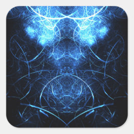Blaue Nebel-Energie-Fraktal-Kunst Quadratischer Aufkleber