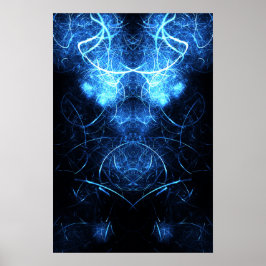 Blaue Nebel Energie Fraktale Kunst Poster