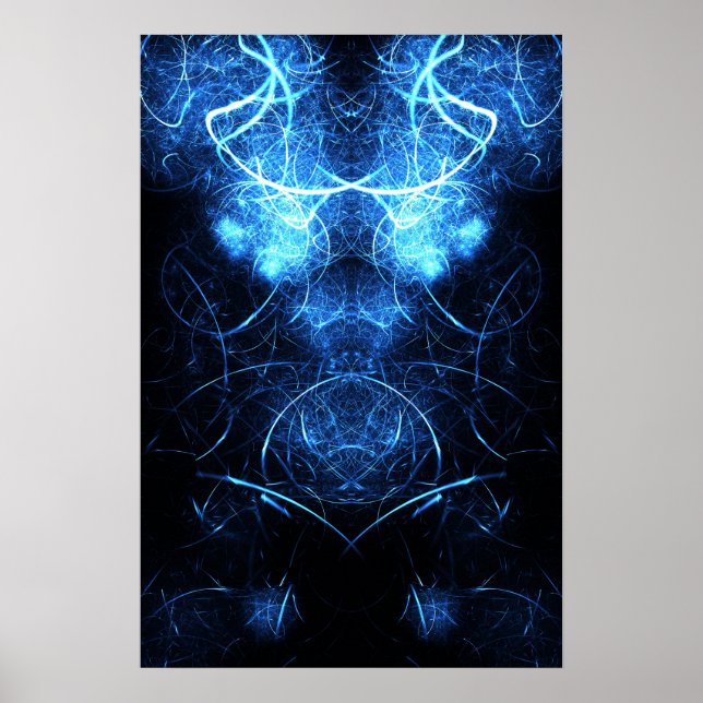 Blaue Nebel Energie Fraktale Kunst Poster (Vorne)