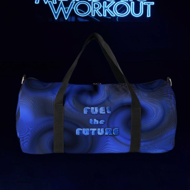 Blaue Neon-Flüssigkeitswirbel-Holografie 2026 Fitn Duffle Bag (Von Creator hochgeladen)