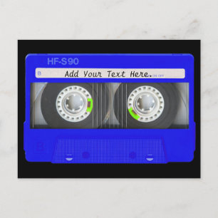 Blaue Neon-Kassette Postkarte