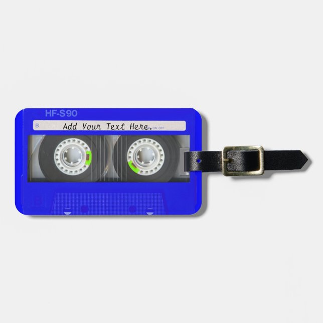 Blaue NeonKassette Gepäckanhänger (Vorderseite horizontal)