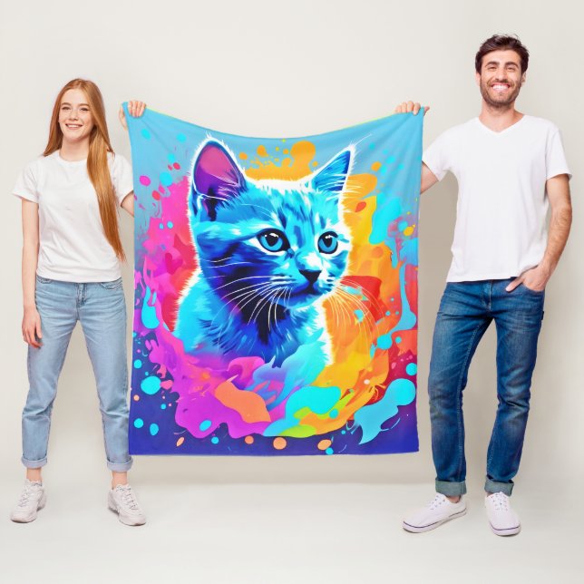 Blaue Neonkatze im Spritzer Fleecedecke (Beispiel)
